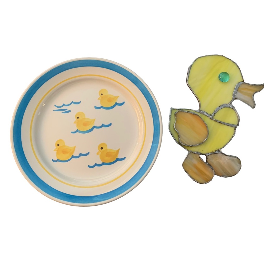 Royal Copenhagen/ Cumberland Duckie Plate with Duckie Stained Glass